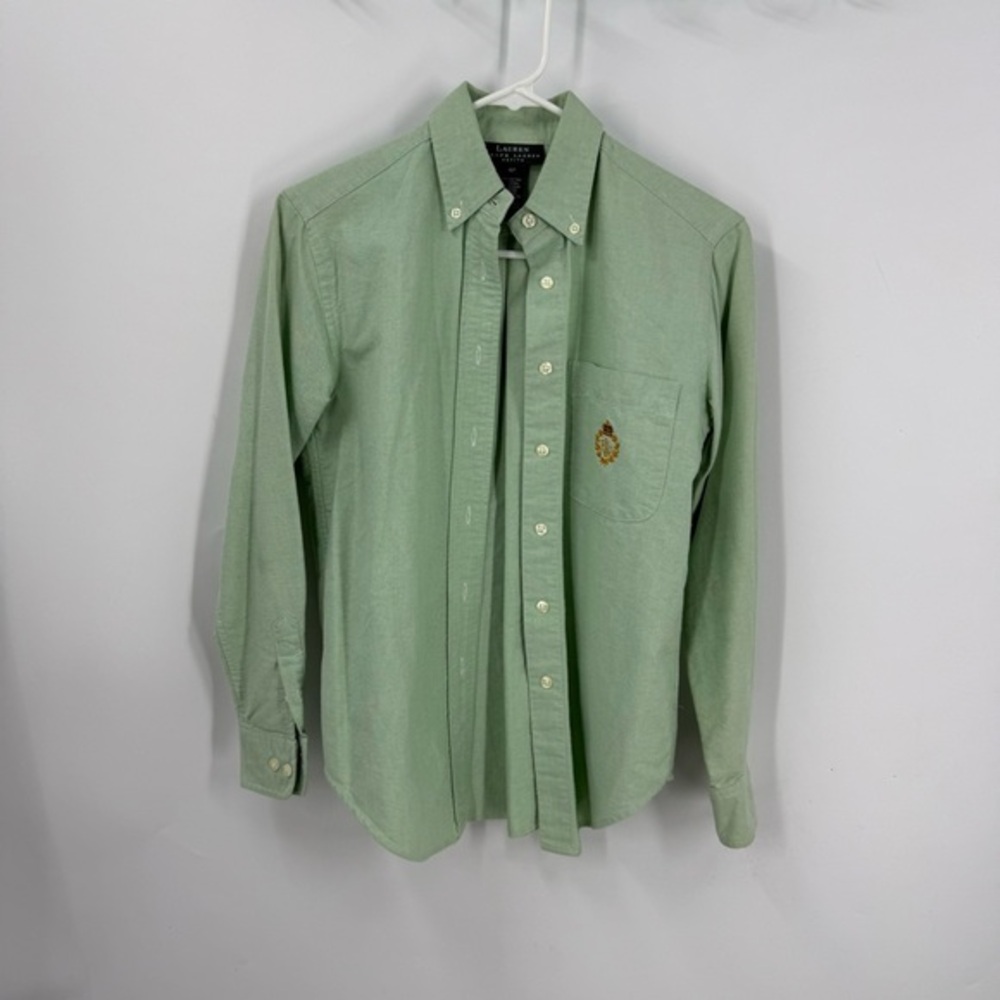 Ralph Lauren vintage 100% cotton preppy green button down shirt 4 P